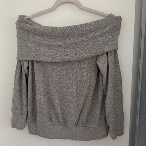 Gray Off The Shoulder Sweatshirt Sweater